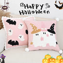 Cute Halloween Embroidered Throw Pillow Cover for Home Decor by Axyaa