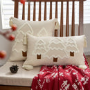 Axyaa Christmas Tree Canvas Embroidery Pillowcase with Hanging Tassel