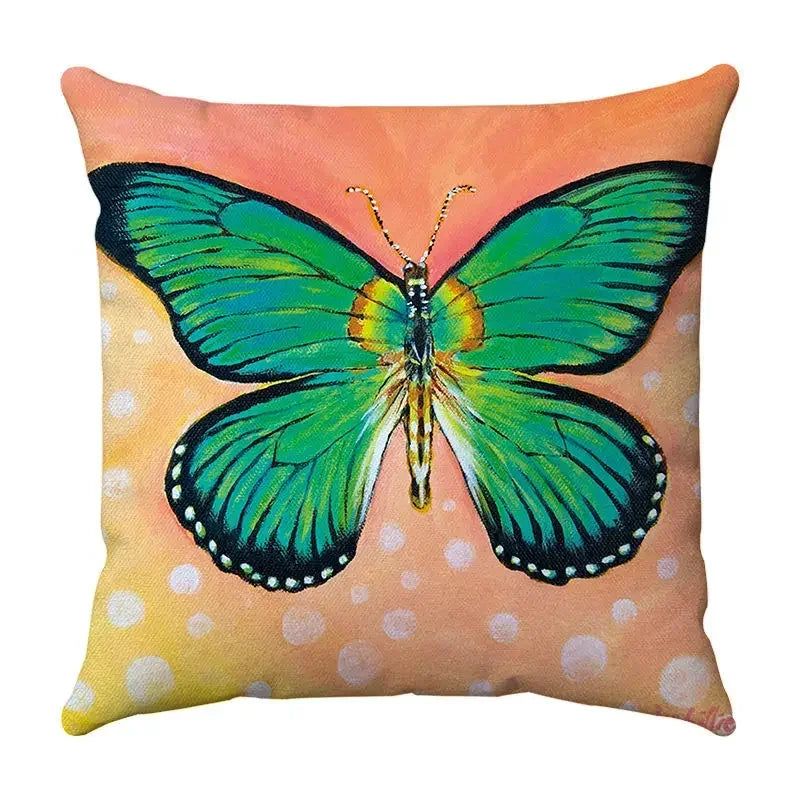 Axyaa Butterfly Print Cushion Cover 45x45cm - Farmhouse Stylish Home Decor Pillow Cover