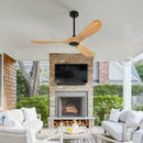 Axyaa High Wind Power Ceiling Fan Lamp - American Retro Style, Solid Wood, Variable Frequency Best for Dining & Living Room