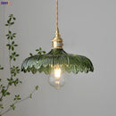 Axyaa Nordic Green Glass LED Pendant Light with Copper Socket for Modern Spaces