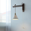 Axyaa Walnut Wood LED Wall Lamp with Switch, Ceramic Japan Style, Interior Living Room Light