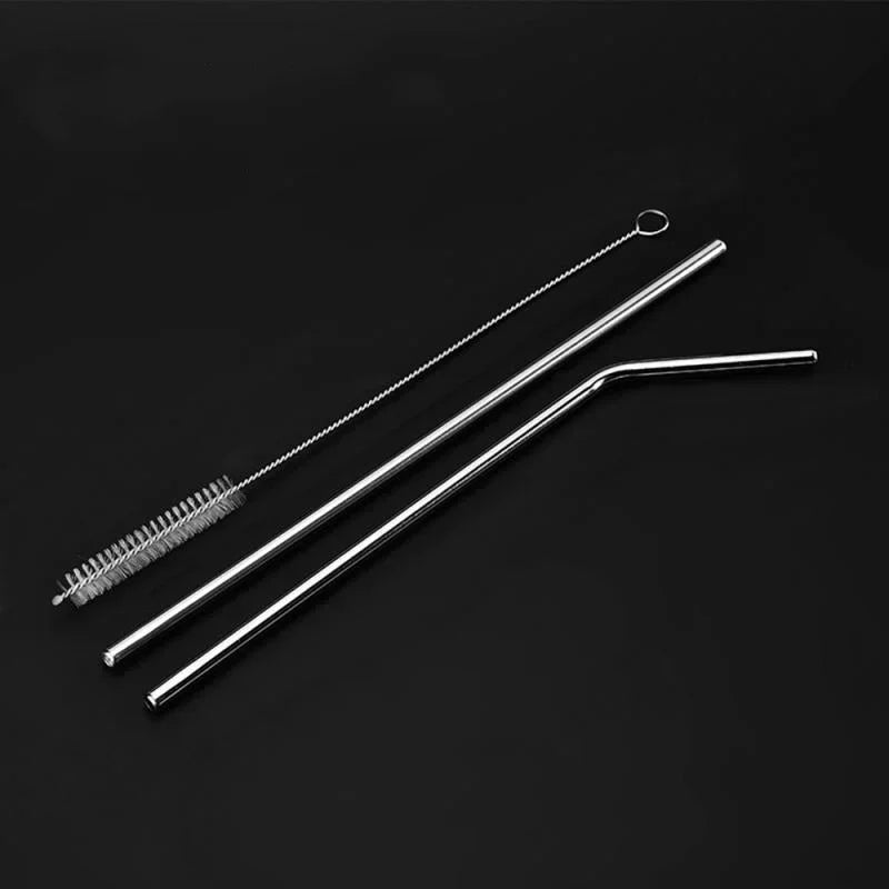 Axyaa Stainless Steel Straws Set - Reusable, Washable, Ideal for Smoothies, Juice