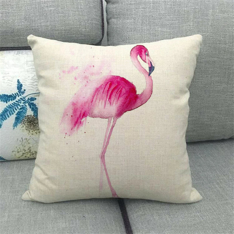 Flamingo Striped Animal Pillow Case for Living Room Sofa by Axyaa