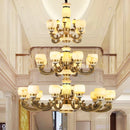Axyaa All Copper Marble Chandelier: Luxury Living Room Lights, Chinese Wind Bedroom Lights