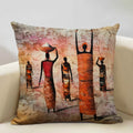 Axyaa African Oil Painting Art Pillow Case 45x45cm Linen Cushion Cover