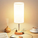 Axyaa Dimmable Cylindrical Bedside Table Lamp with USB Charging