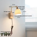 Axyaa Walnut Brass LED Wall Sconce Nordic Modern Bedside Lamp Rotatable Stair Light