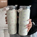 Axyaa 900ml Thermal Water Bottle with Straw, Insulated Stainless Steel Tumbler Cup