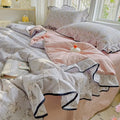 Axyaa Kapok Double-Layer Ruffle Leaf Edge Summer Quilt Set - 4 Piece