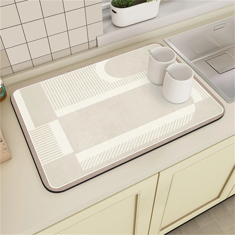 Axyaa Striped Geometry Kitchen Mat Set