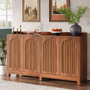 Tribesigns 57" Walnut Farmhouse Sideboard Cabinet with Doors & Shelves by Axyaa