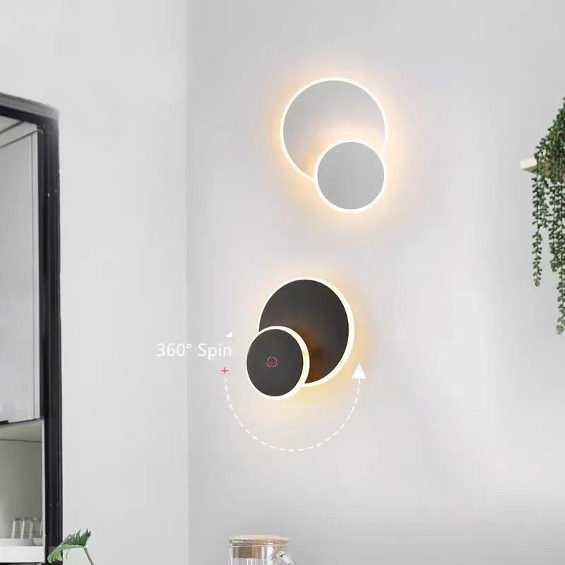 Axyaa Rotating Wall Lamp: Modern Minimalist Bedroom Sconce for Nordic Living Room