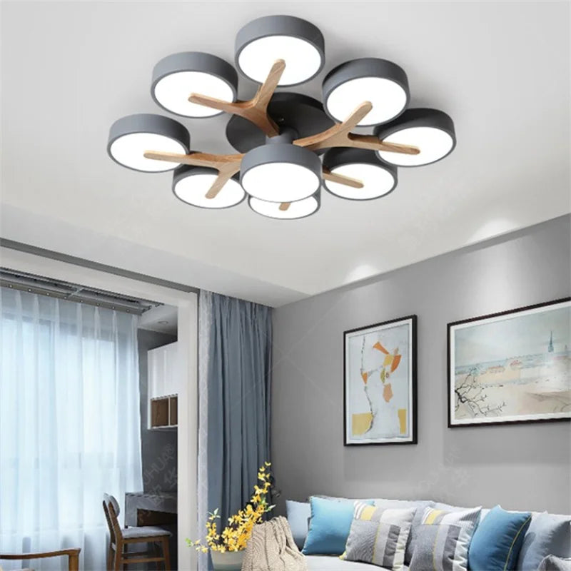 Axyaa Wood Art Tree Branch LED Chandelier for Modern Living Room and Bedroom.