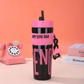 Axyaa 900ml Pink Plastic Water Bottle with Lid & Straw for Girls