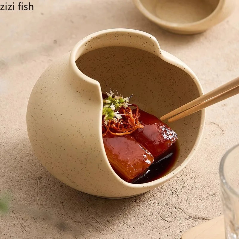 Axya Ceramic Irregular Vase Dinner Plate for Molecular Cuisine and Specialty Dining