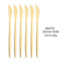 Axyaa 6-Piece Matte Dinner Knife Set Stainless Steel Cutlery Gold Silverware