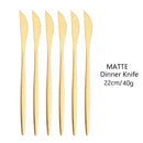 Axyaa 6-Piece Matte Dinner Knife Set Stainless Steel Cutlery Gold Silverware