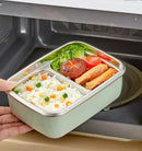 Axyaa Stainless Steel Divided Bento Lunch Box with Detachable Lid, Large Capacity