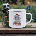Axyaa Festive Red Car Enamel Mug Christmas Drinkware for Cozy Holidays
