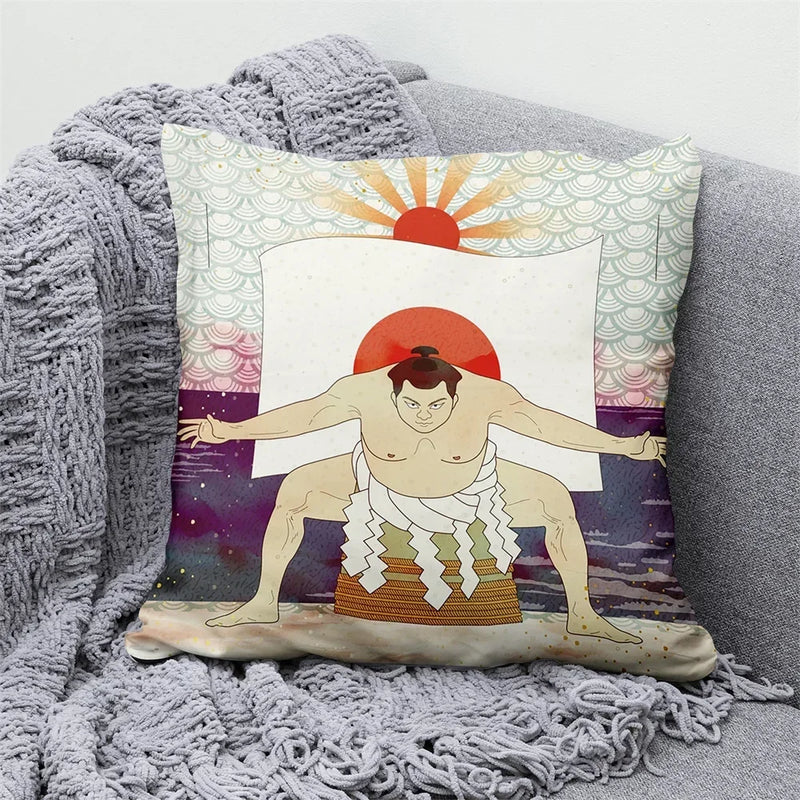 Axyaa Lucky Cat Japanese Style Sofa Bed Pillow Cover: Mount Fuji Japanese Art