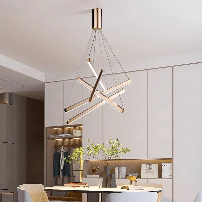 Axyaa Stainless Steel LED Chandelier for Nordic Home Decor & Dining Room Lighting