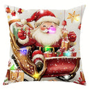 Axyaa LED Santa Snowman Bird Pattern Pillowcase for Christmas Home Decoration