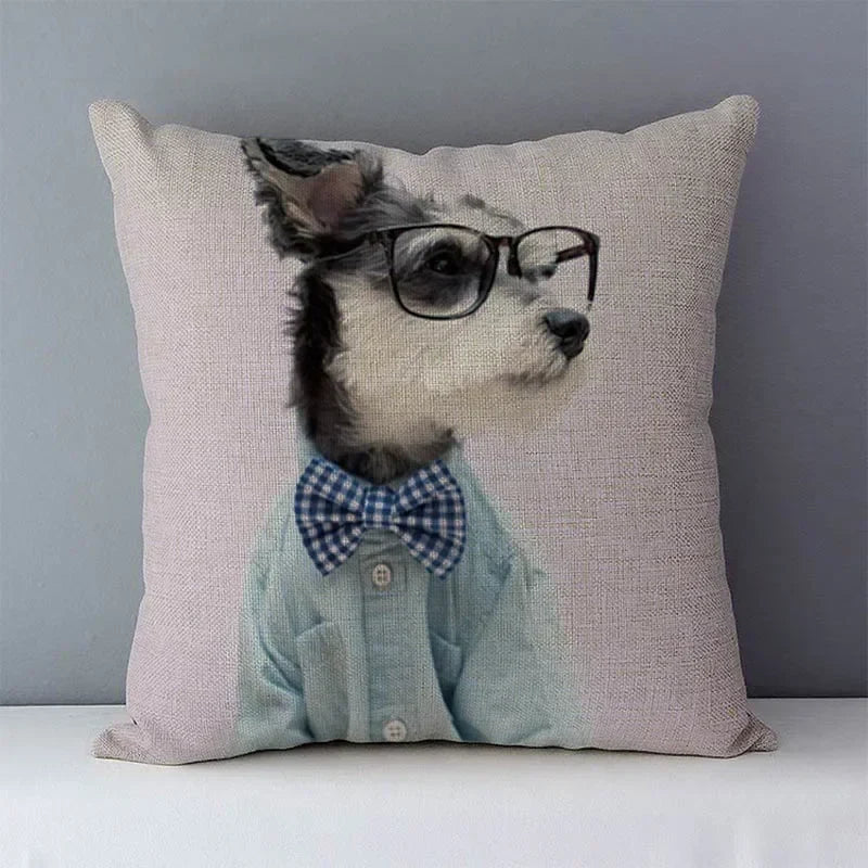 Axyaa Schnauzer Decorative Cushion Cover 45x45cm Cozy Couch Pillow Square Bed Linen Fabric