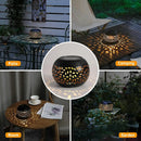 Axyaa Solar LED Elliptical Garden Lantern: Waterproof, Elegant Metal Design for Outdoor Patio.