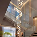 Axyaa Crystal Chandelier Stair Pendant Lamp Living Room Interior Lighting