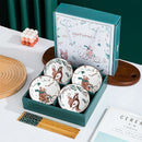 Axyaa Ceramic Cartoon Bowls & Chopsticks Set - Creative Gift Pack
