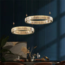 Axyaa Gold Crystal Chandelier Pendant Lamp for Home Dinning Room Decor