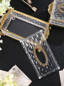 Axya Crystal Glass Tissue Box: Vintage Golden Brass Holder for Home and Kitchen