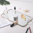 Axya Golden Handle Metal Mirror Storage Tray for Jewelry, Cosmetics, Home & Kitchen
