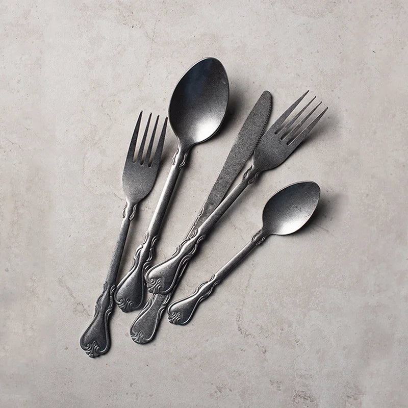 Axya Vintage Spoon Knife Fork Set, Table Shoot Cutlery Props