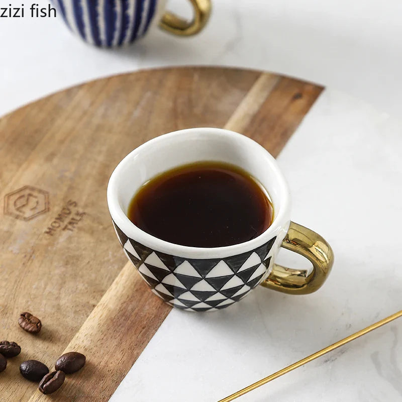Axya Geometric Pattern Ceramic Coffee Mug Set