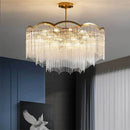 Axyaa Glass Rod Crystal Chandelier Gold Pendant Luxury Hanging Lamp