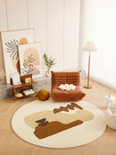 Axyaa Plush Retro Living Room Round Carpet: Soft Fluffy Rug for Bedroom & Cloakroom