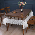 Axyaa Waterproof Clear PVC Lace Tablecloth for Dining Table Outdoor Party Decor