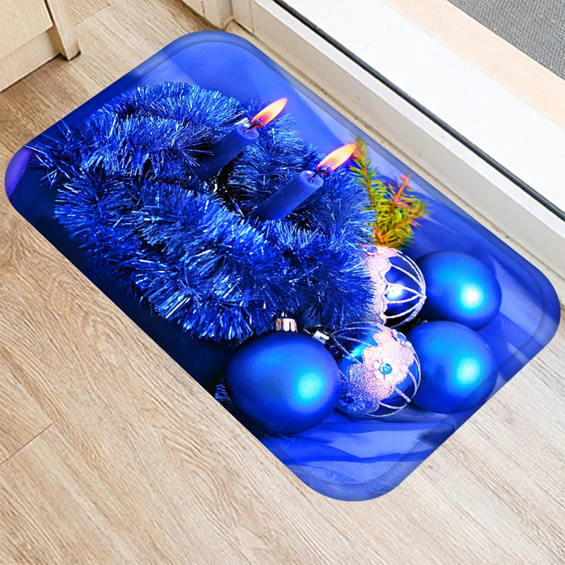 Axyaa Christmas Balls Tree Printed Door Mat Non-Slip Floor Carpet)((((
