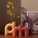 Axyaa Geometric Ceramic Vase - Hollowed Letters Flower Arrangement Home Decor
