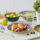 Axya Bohemian Stoneware Dinnerware Set - 24 Piece Ceramic Tableware