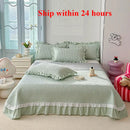 Axyaa Kapok Twill Bed Cover Set with Lace Trim and Pillowcases