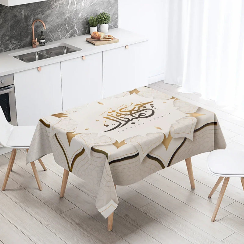Elegant Ramadan Calligraphy Tablecloth for Eid Décor by Axyaa