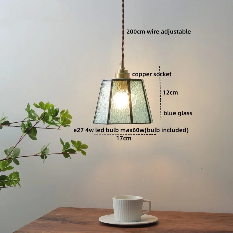 Axyaa Glass Copper LED Pendant Light for Home Decor - Nordic Style