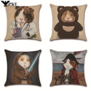 Axyaa Cartoon Mouse Linen Pillowcase for Home Party and Car Decor