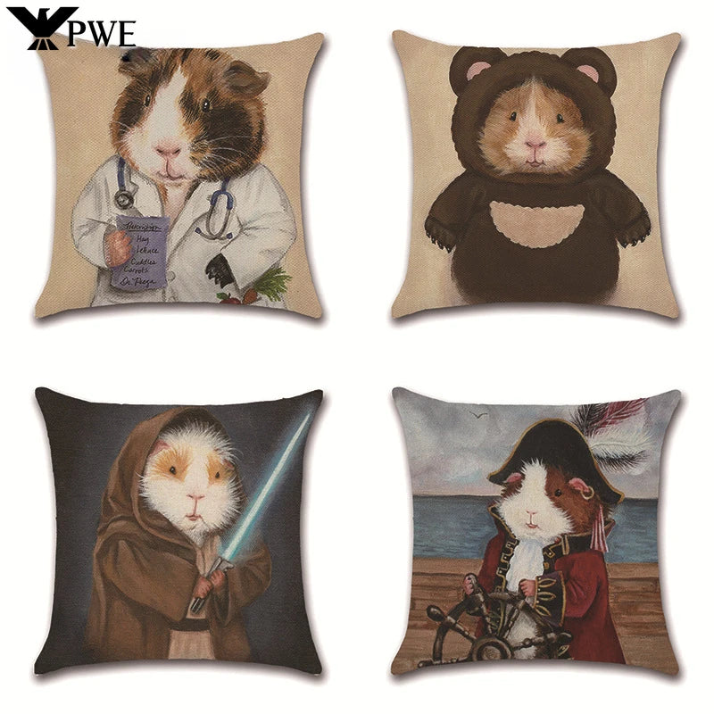 Axyaa Cartoon Mouse Linen Pillowcase for Home Party and Car Decor