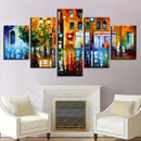Axyaa Raining Street Scenery Canvas Artwork Set - Modern Living Room Wall Decor