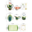 Axya Ceramic Tea Set with Artificial Flower Design - Coffee Mug, Teapot, Teacup, Saucer