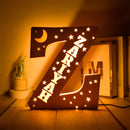 Axyaa Personalized LED Name Wall Decor Night Light with Stars for Family, Couples, Kids - Wooden Lamp